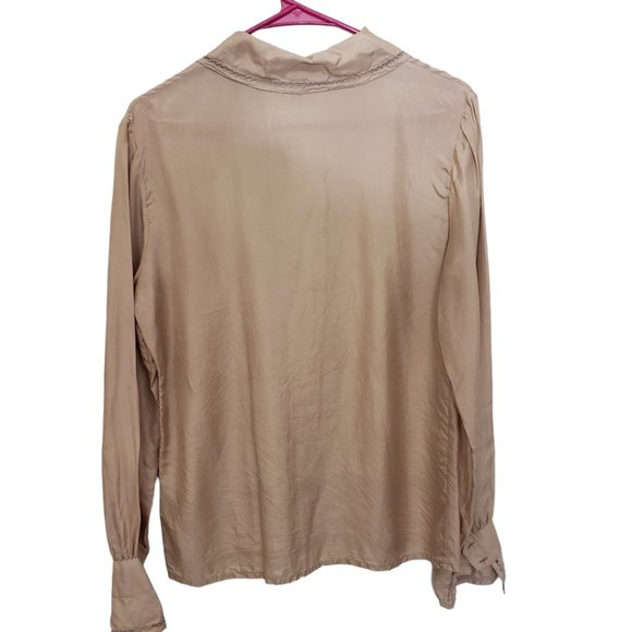 CT210 Ladies Vintage 100% Silk Gailord Long sleeve Button Down Shirt 6 - Picture 7 of 7